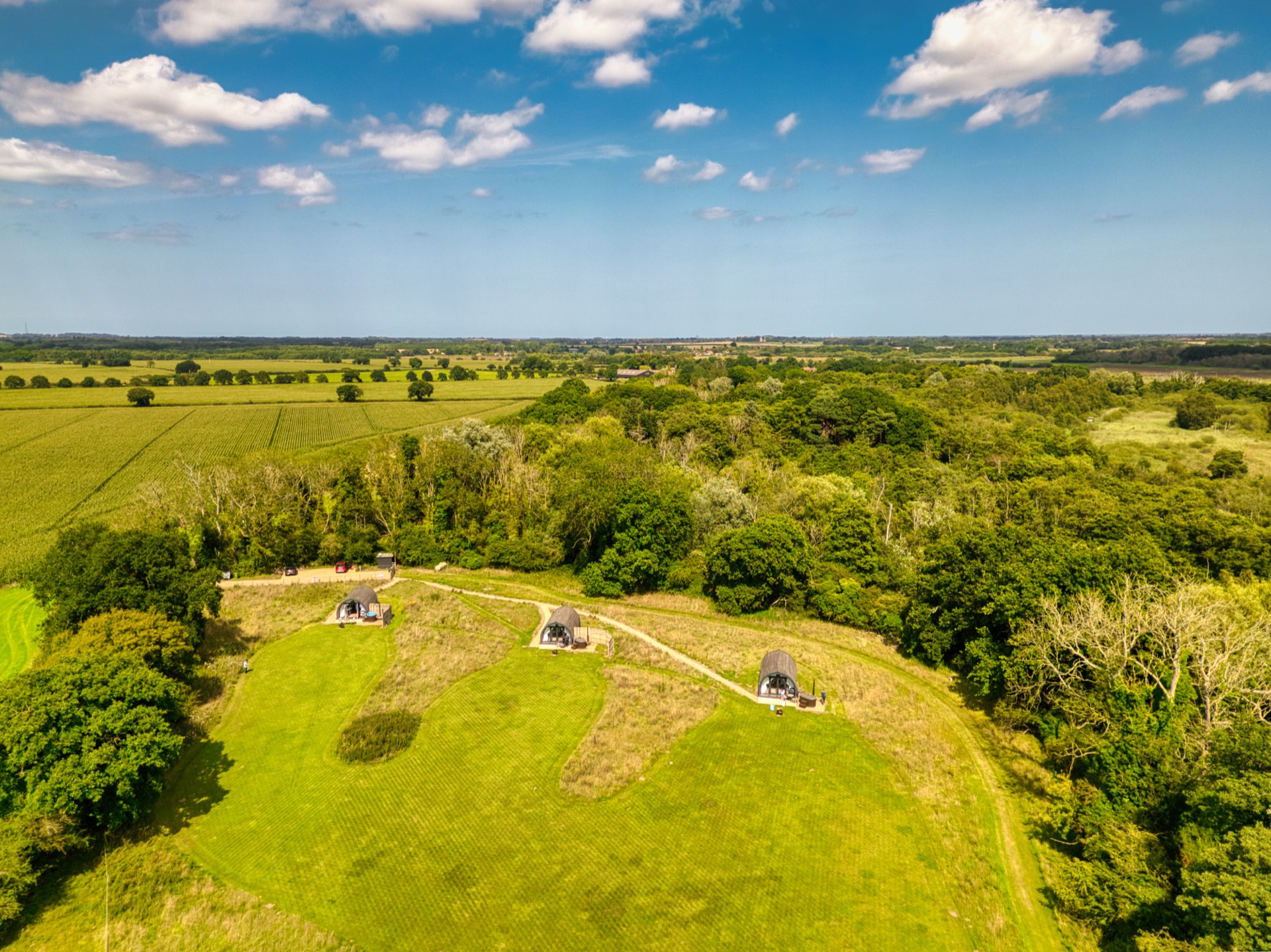 Aerial view of the estate, ready for an event